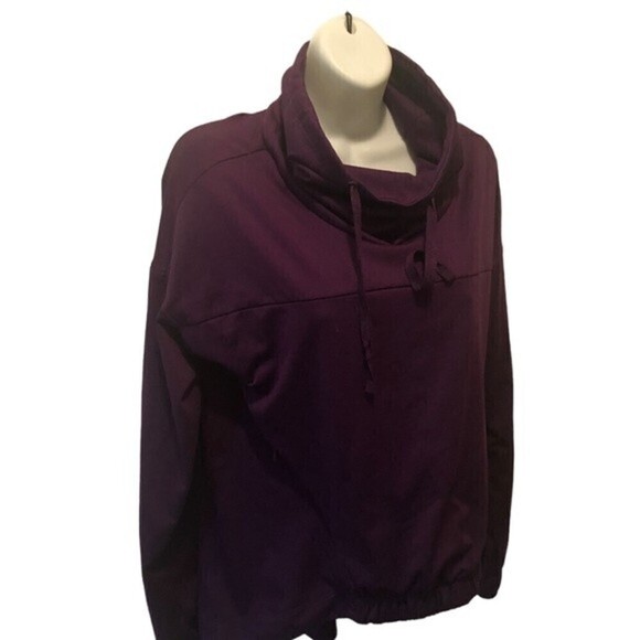 Fabletics Europa Cowl Neck Sweatshirt SZ. S PURPLE Funnel Pullover Stretch - Picture 3 of 6